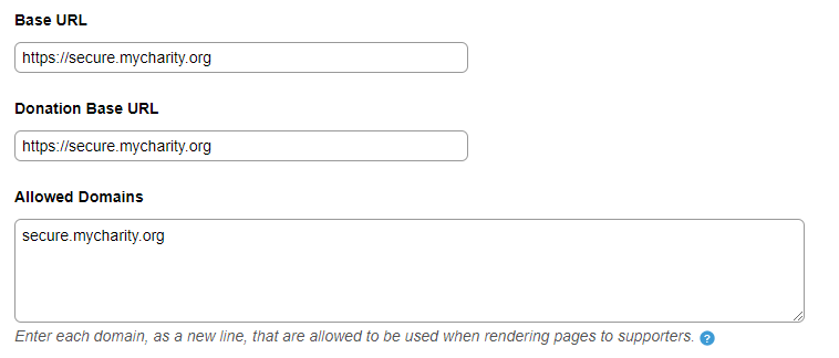 The default Base URL set in the Account Preferences