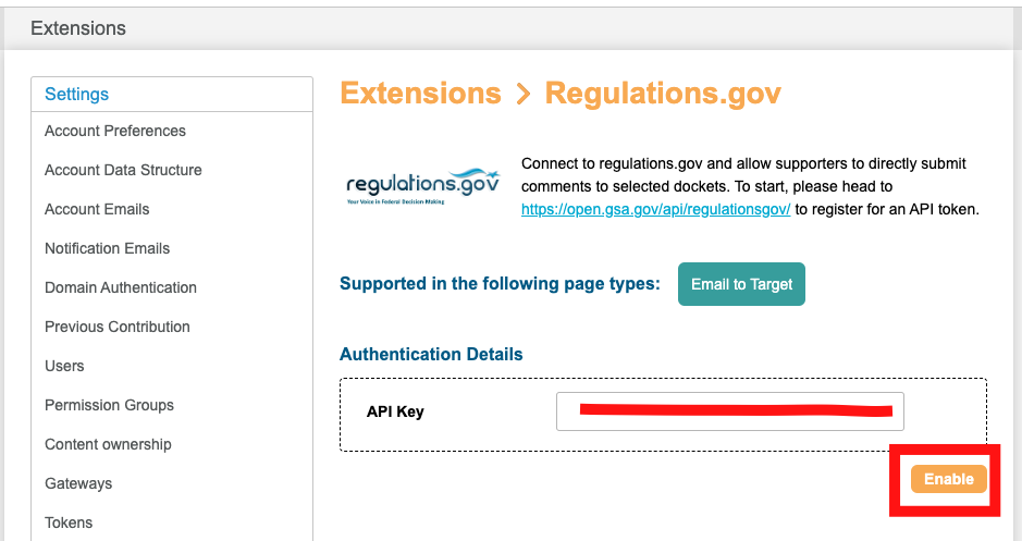 Regulation API Key
